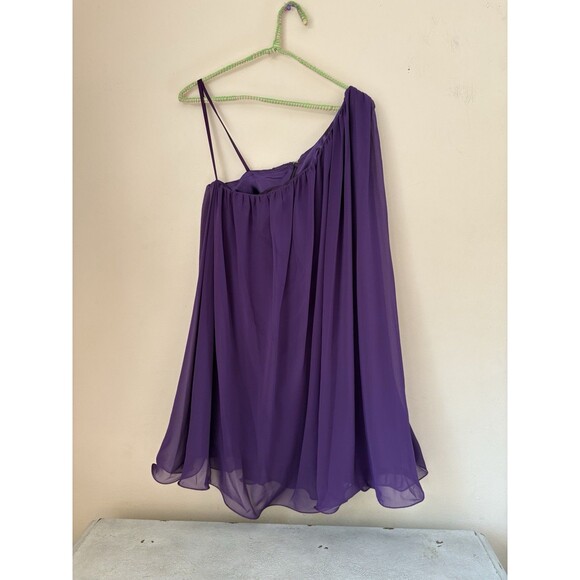 IEENA Mac Duggal Purple One Shoulder Flowy Chiffon Mini Dress Women's  6 - Picture 1 of 10